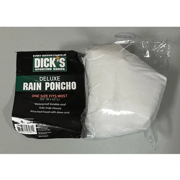 Dick’s Sporting Goods Deluxe Rain Poncho One Size Fits Most 50”x42” ☔️  #rain